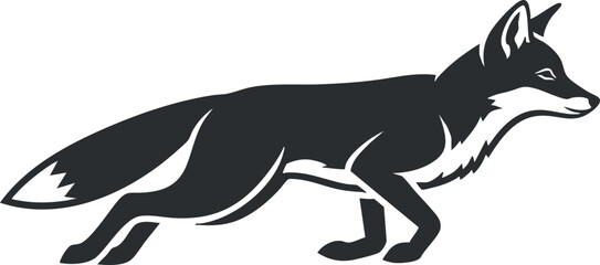 Stylized silhouette vector illustration of a running fox, ideal for wildlife-themed designs and branding projects