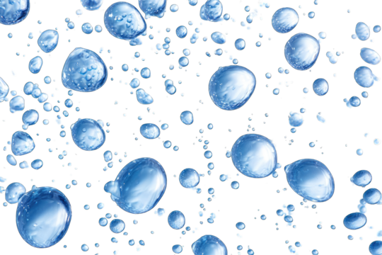 Many translucent, light-blue bubbles against black background - Powered by Adobe