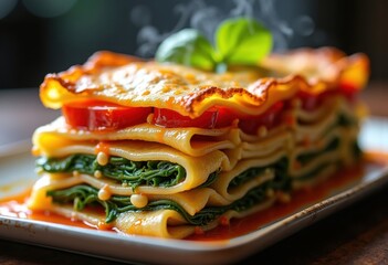 Layered Vegetable Lasagna Designs Focused on Ricotta Delight with Fresh Ingredients Artistry