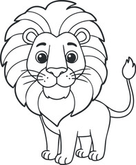 Obraz premium Cute cartoon vector illustration of a friendly lion character in a playful style, perfect for children's designs or educational materials