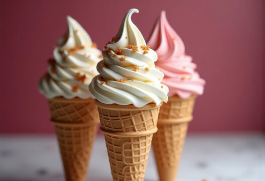 Luxurious Italian Gelato in Elegant Cones from High-End Gelateria