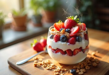 Layered Yogurt Parfait with Granola and Mixed Berry Symphony Every Morning