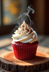 Lush Red Velvet Cupcake Drenched in Cream Frosting Topmarker Bakery Favorite
