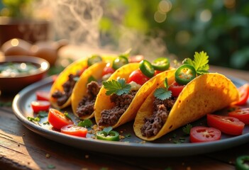 Savory Beef Tacos Stunningly Enhanced by Zesty Salsa Bright Fiesta Food Arrangement