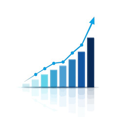Upward Trending Bar Graph with Arrow, Business Growth Concept.