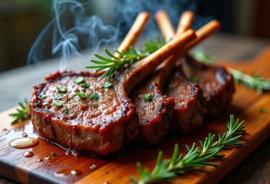 Marinated Lamb Chops Infused with Rosemary and Garlic Flavor Profile Stunning Food Art