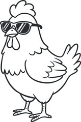 Playful cartoon vector illustration of a cool chicken wearing sunglasses, perfect for humorous designs and branding projects