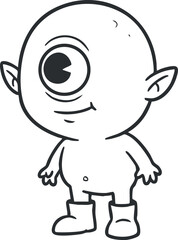 Obraz premium Playful cartoon character illustration of a one-eyed alien creature in a whimsical style, perfect for children's designs