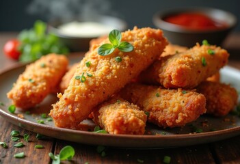 Fototapeta premium Savory Crispy Chicken Tenderloaded with Invigorating Essence and Bursting Flavors