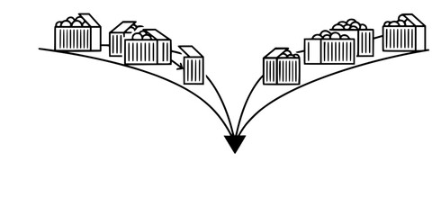 Fototapeta premium Dual Sourcing Strategy Intermodal Flat Vector Diagram