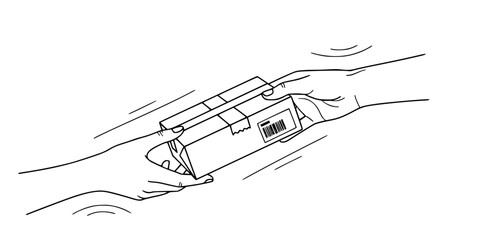 E-commerce Package Rapid Hand-Off Simple Line Art Vector