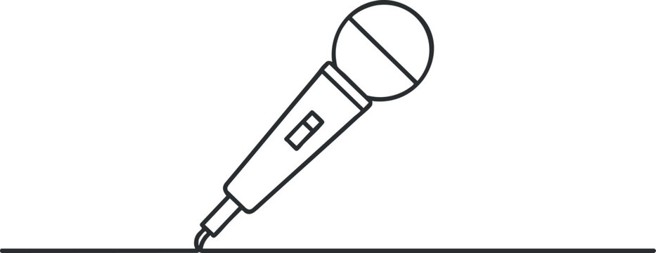 Minimalist black and white vector illustration of a microphone, ideal for music and audio-related projects