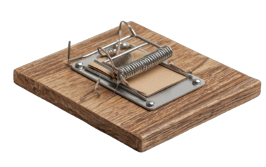 Wooden mouse trap, set, ready to catch