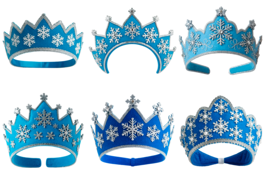 Felt crowns for New Year celebration set isolated on transparent background - Powered by Adobe