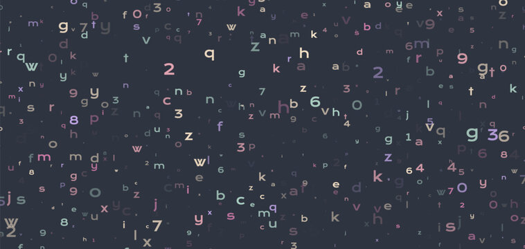 Abstract Programming Background with Numbers and Letters on Dark