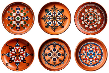 Leather trays with snowflake designs set isolated on transparent background