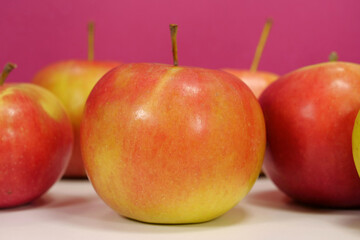 Ripe juicy red and yellow apples