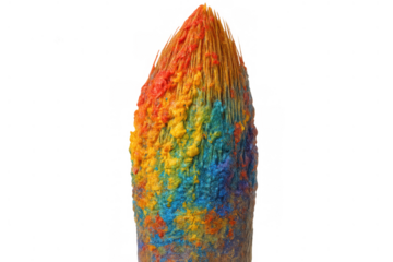 Paintbrush full of vibrant abstract colors, bristles loaded with bright paint creating a creative rainbow effect