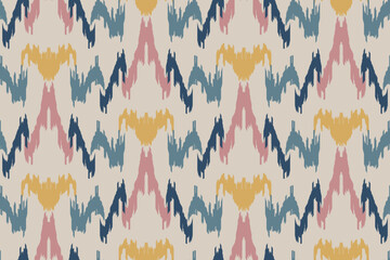 Uzbek ikat pattern silk fabric in Uzbekistan. Ethnic abstract ikat art. Aztec ornament print. geometric ethnic pattern seamless color oriental.  Design for background,curtain, carpet, wallpaper