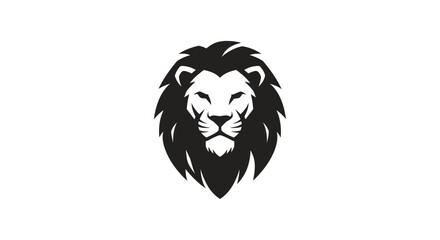 Bold lion head silhouette design on white background for commercial use