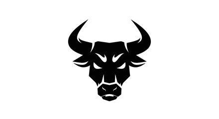 Bold silhouette of a bull head emblem isolated on white background