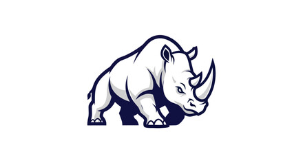 Bold white rhino silhouette on solid background for logos and design © KingShawn