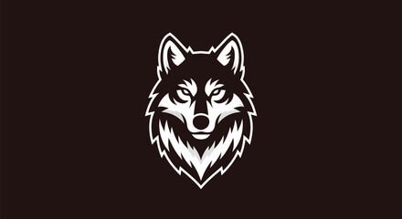 Bold wolf head silhouette on black background vector illustration