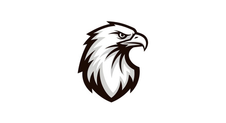 Eagle head silhouette bold emblem in black and white against white
