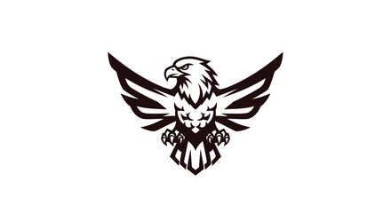 Eagle emblem silhouette with outstretched wings vector illustration