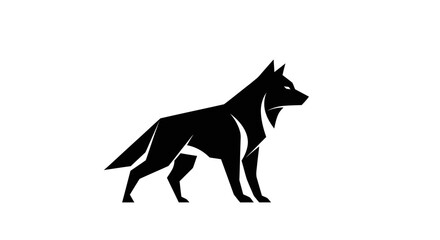 Black wolf silhouette against white background vector illustration