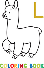 Obraz premium Funny lama. Animals coloring book for kids. ABC