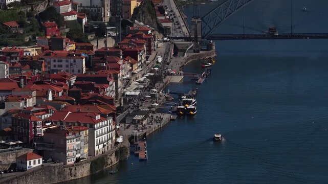 Porto city center ribeira area next to Douro river 