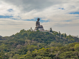 Hong Kong - Lantau Island - Tian Tan Buddha Statue is the world's largest seated bronze Buddha statue