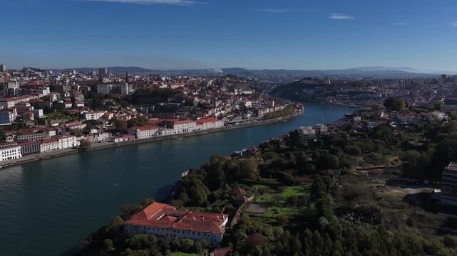 Oporto city reveal with Douro river 