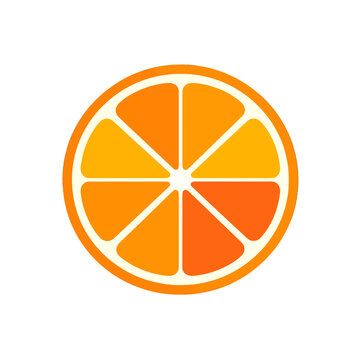 Vibrant Orange Slice Graphic with Symmetrical Segments on White Background