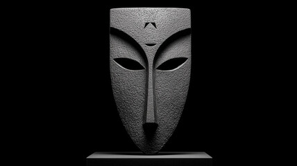 Abstract stone mask with geometric eyes and minimal texture