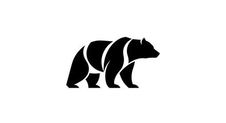 Stylized black bear silhouette vector illustration on white background