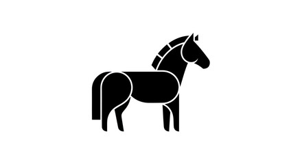 Stylized black horse silhouette on white background for design elements