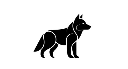 Stylized black wolf illustration on a white background suitable for design