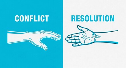 Hands symbolizing conflict and resolution on contrasting backgrounds  