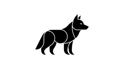 Minimalist black wolf illustration on a white background design