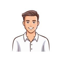 Fototapeta premium Happy Young Man Professional Avatar Smiling in White Shirt Illustration
