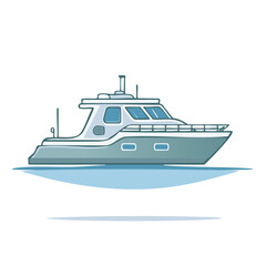 Naklejka premium Cartoon illustration of a boat on the water, marine transport, cruise ship