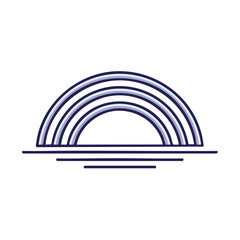 Obraz premium Stylized blue rainbow illustration with subtle reflection lines minimalist vector graphic design