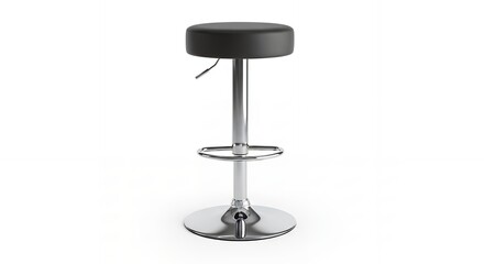 Modern black adjustable height bar stool with chrome base.