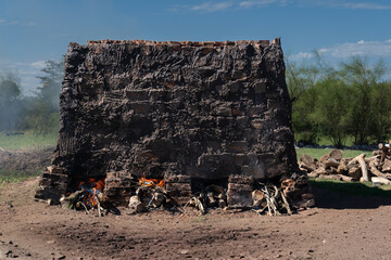 Traditional clay brick kiln in rural Argentina