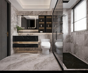 modern bathroom interior, 3d render
