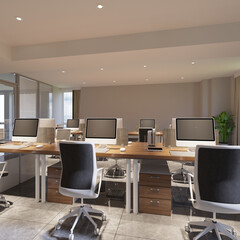 3d render of modern working office room
