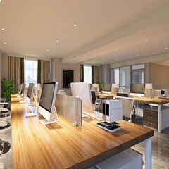 3d render of modern working office room