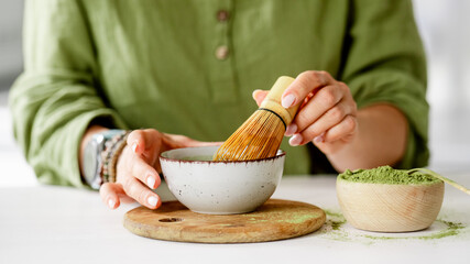 Naklejka premium Making Matcha Tea Process